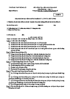 Đề kiểm tra 15 phút lần 2 môn Sinh học Lớp 11 - Mã đề 03 - Năm học 2016-2017 - Trường THPT Sông Lô